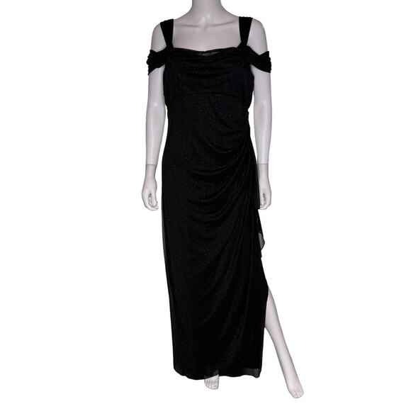 Alex Evenings Women’s Hannah Glitter Mesh Gown Black Sz 14 NWT - Picture 2 of 8